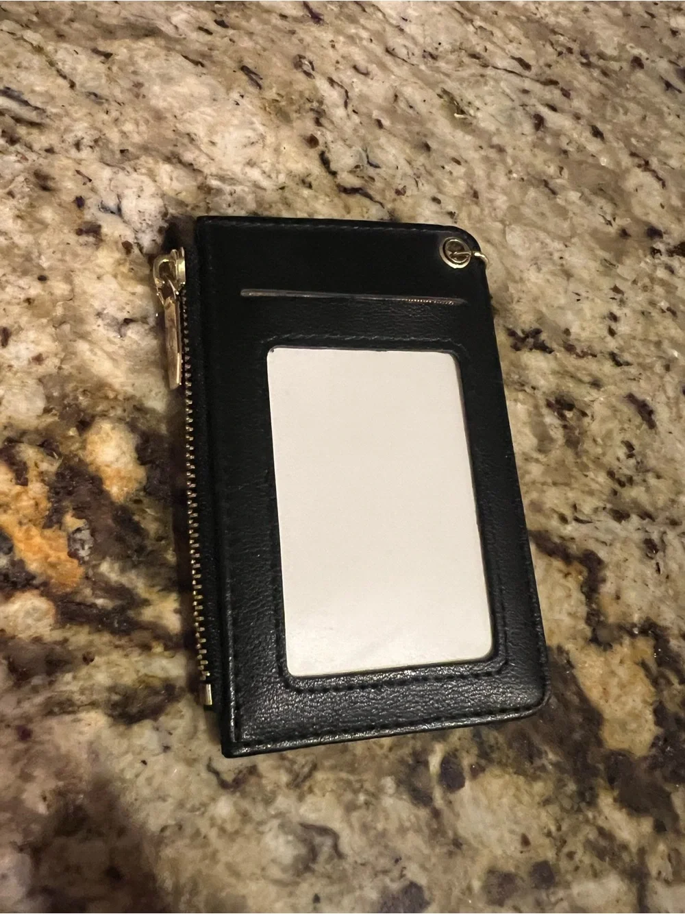 Forever Young Black Card Holder with Gold Chain Accent